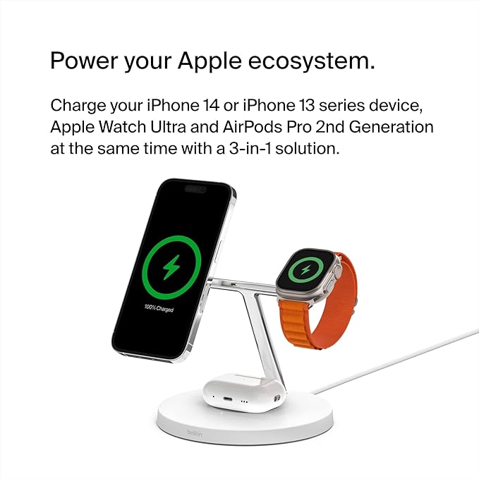 BoostCharge Pro 3 - in - 1 Wireless Charger with Official MagSafe Charging 15W - Tic Tac - Wireless Chargers