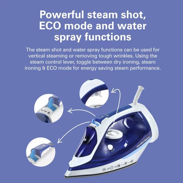 Hamilton Beach Steam Iron Ceramic 2500W, ST3797 - ME - Tic Tac - IRON