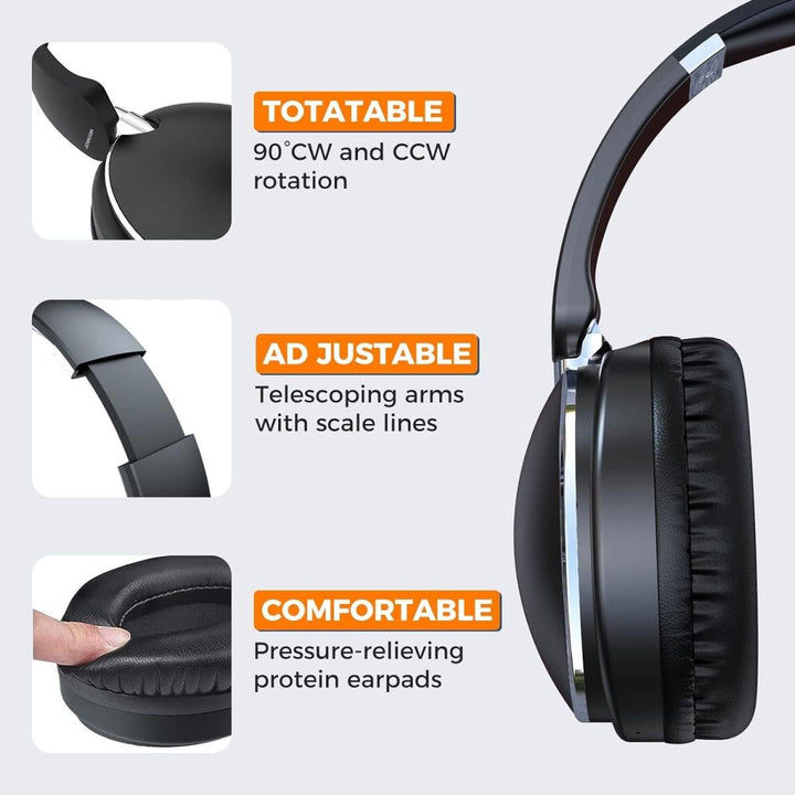 Joyroom JR - Hl2 Foldable Wireless Bluetooth Deep Bass Stereo Headphone With Microphone, Black - Tic Tac - Headsets