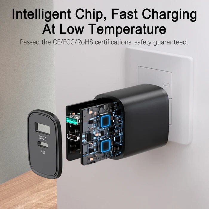 L - QP2011 20W Dual - Port (QC3.0+PD) Fast Charger - Tic Tac - Fast Charger