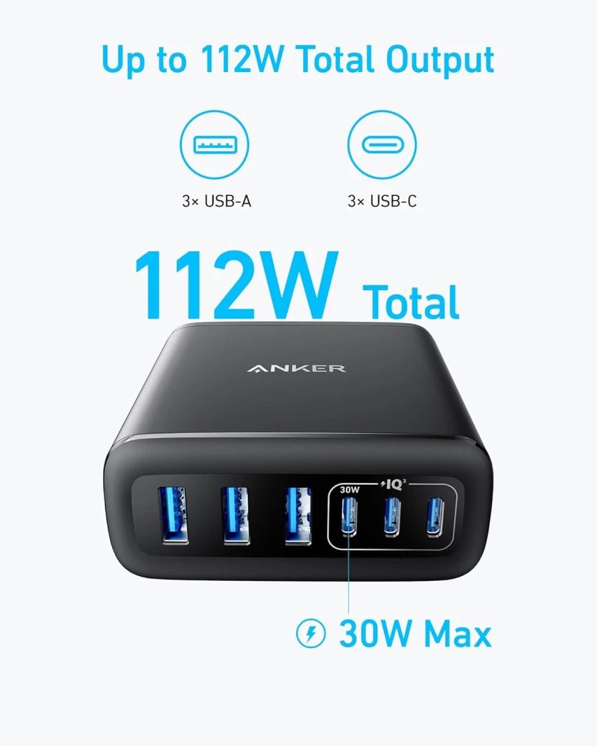 محطة شحن من انكر ذات 6 منافذ - Tic Tac - Fast Charger - Jordan