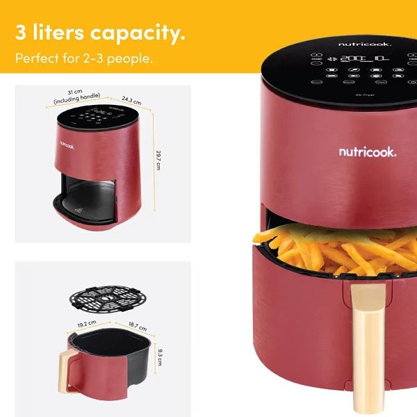 Nutricook Air Fryer Mini Red, 3.3L, NC - AF103R - Tic Tac - AIR FRYER