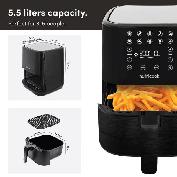 Nutricook Rapid Airfryer 2 Black, 5.5L - Tic Tac - deep fryer