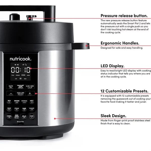 Nutricook Smart Pot 2 Silver, 8L, NC - SP208A - Tic Tac - Smart Pot