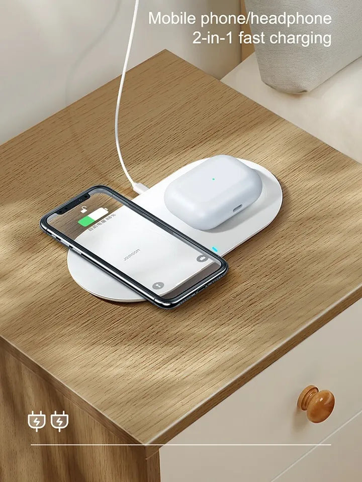 JOYROOM JR-A26 2-in-1 High Power 15W Mobile Phone Earphone Qi Wireless Charger - Tic Tac