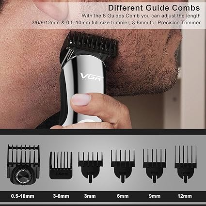 VGR V - 107 Professional 11in1 IPX6 Washable Grooming Kit Trimmer for Men - Tic Tac - Cordless Hair & Beard Trimmer