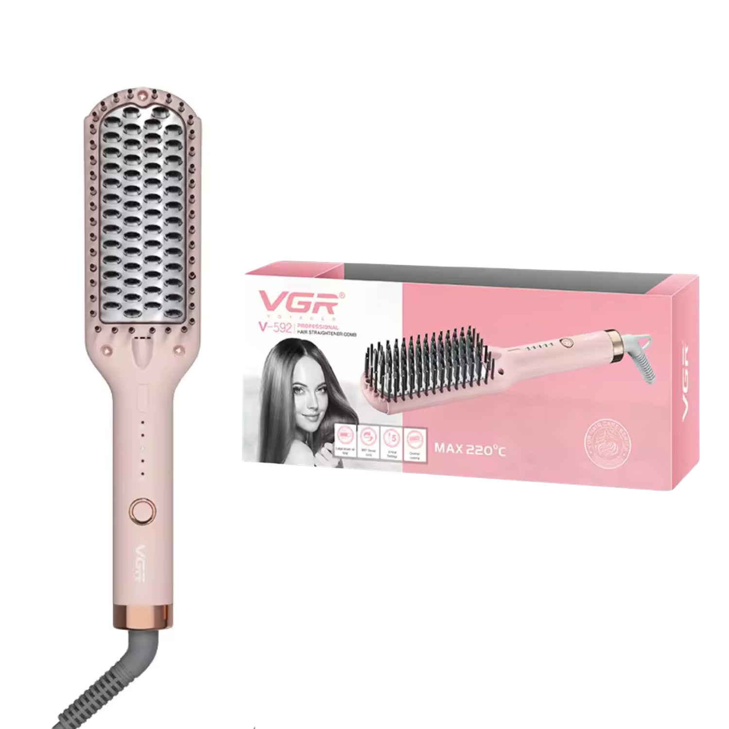 VGR V - 592 Hair Straightening Brush 59W, Hair Straightening Comb For Women - Tic Tac - Hair Dryers